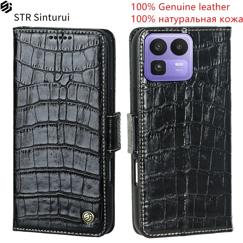 

STR 100% Genuine leather crocodile grain card Slot Wallet Cover For Realme Neo8 Neo7 SE Neo7x Flip Fall prevention phone Case
