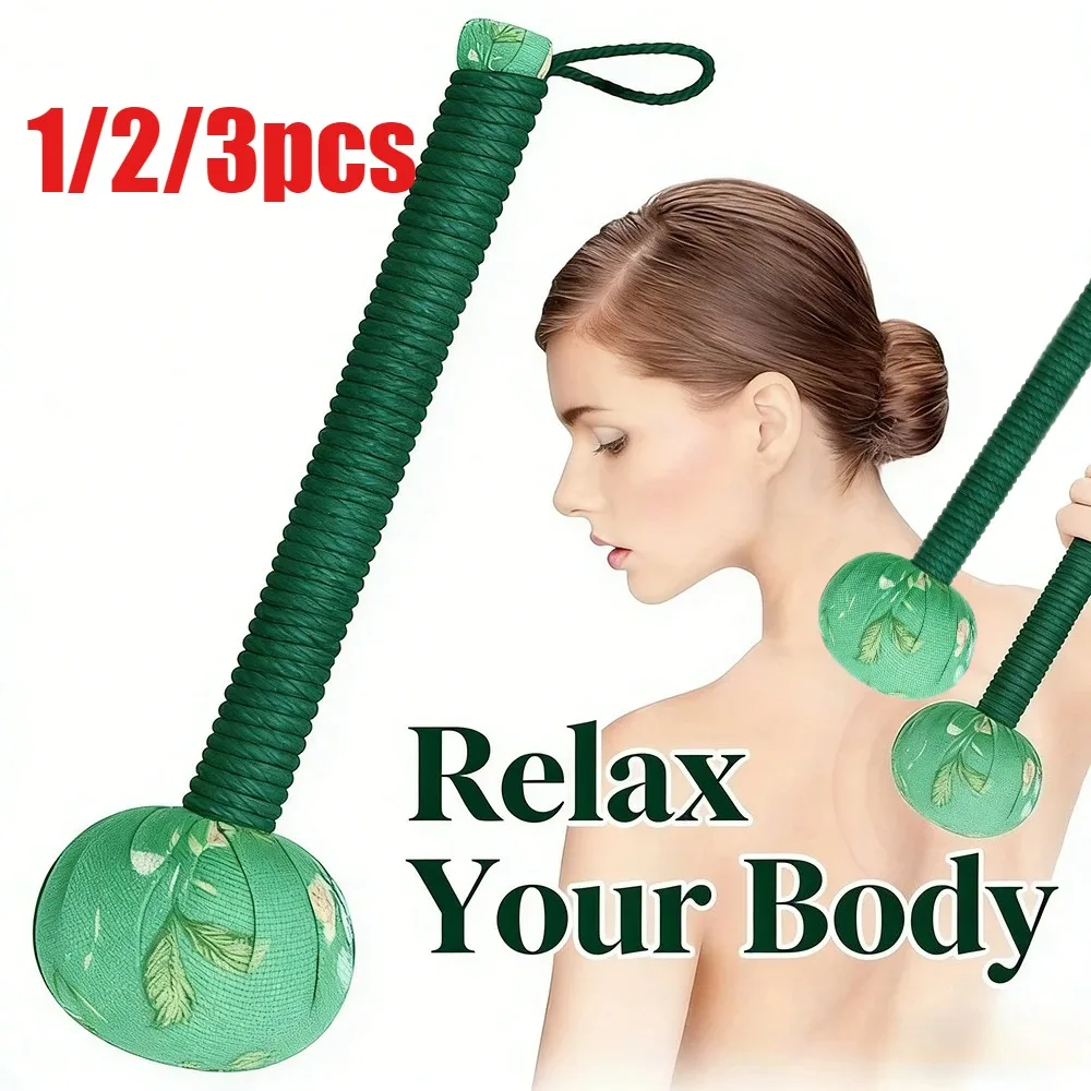 Long-Handled Wormwood Massage Hammer Lymphatic Drainage Relieve Shoulder and Neck Muscle Pain Manual for Full Body Massage Tool