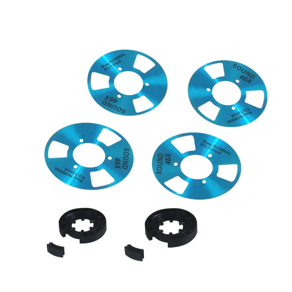 Blank Cassette Tape Aluminum Reel To Reel Blank Cassette Tape DIY Homemade 4 Reels + 2 Wheel for Audio Music Recording