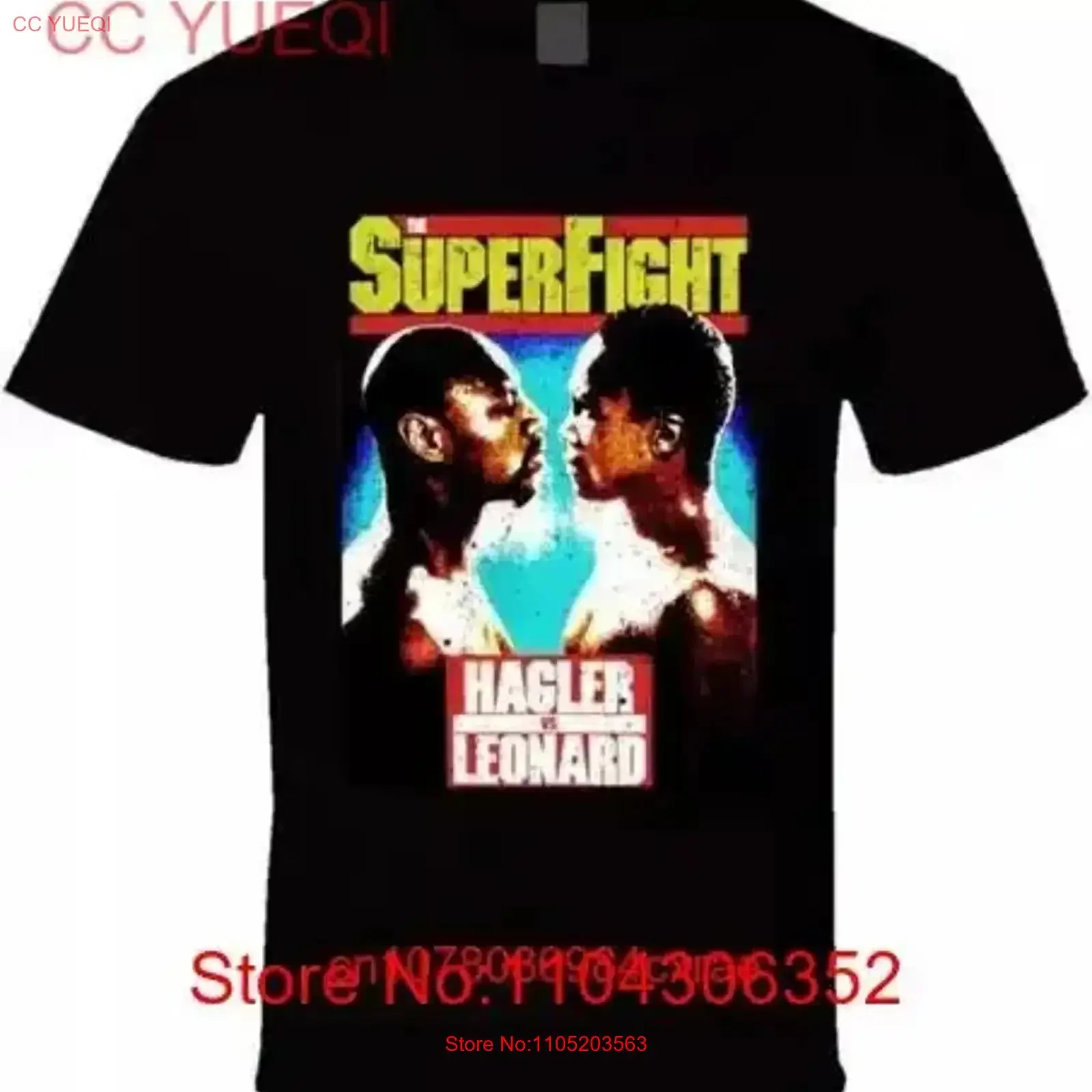 Sugar Ray Leonard Vs Marvin Hagler Retro 80s Boxing Fight Poster T Shirt Black vintage Washed Slightly streetwear Soft