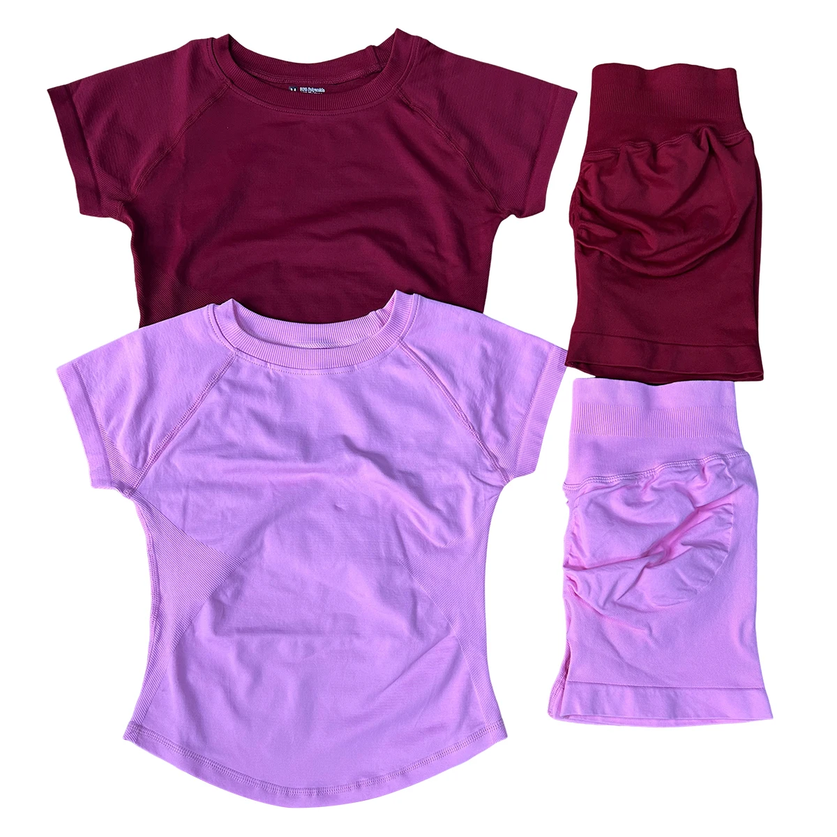 2 Pieces Sports Sets Short Sleeve Seamless Yoga Top Fitness Set Women Workout Running Sports Shorts Gym Suit