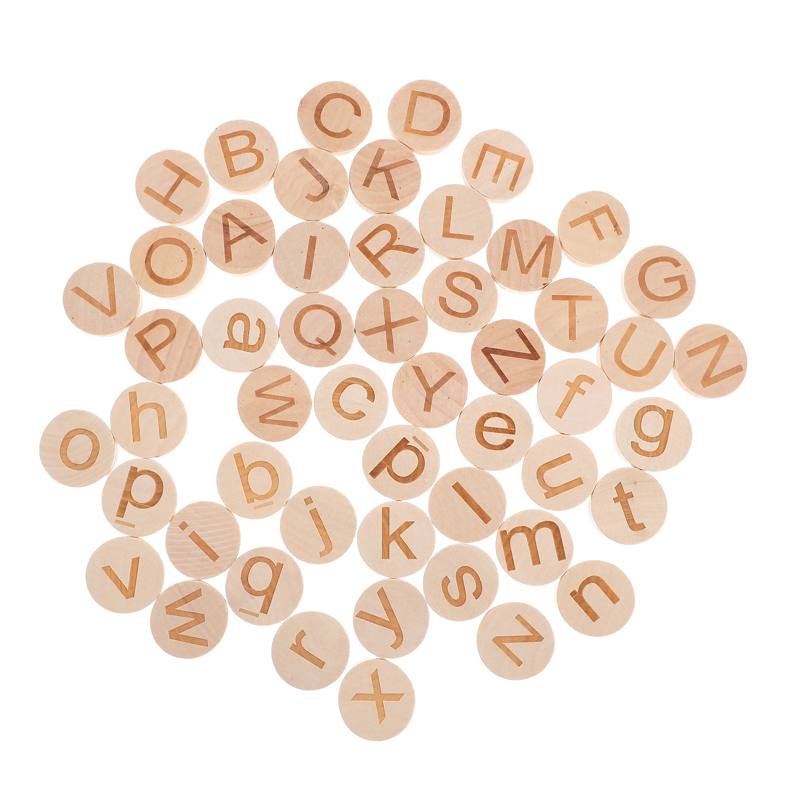 

52Pcs Wooden Alphabet Circles Montessori Letters Natural Material Early Learning Spelling Educational Letter Chips