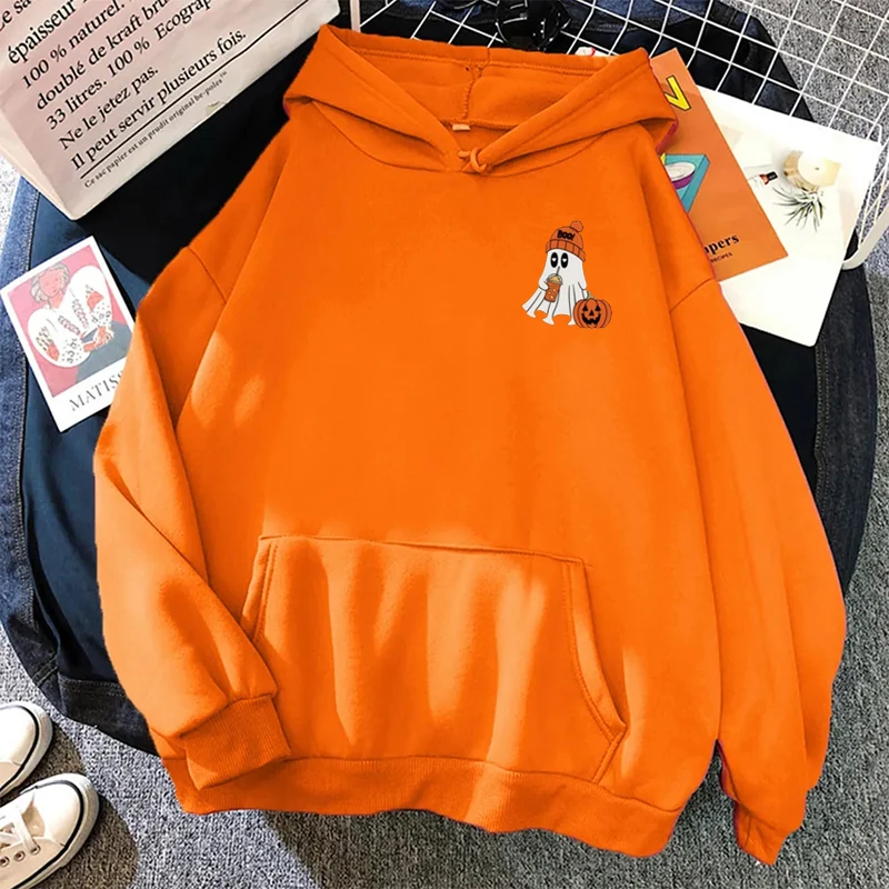 سترة الهالوين النسائية فضفاضة تناسب الدافئة المريحة البلوز الأسود شبح اليقطين لطيف هدية الخريف قميص مخيف مطبوعة منقوشة القمم