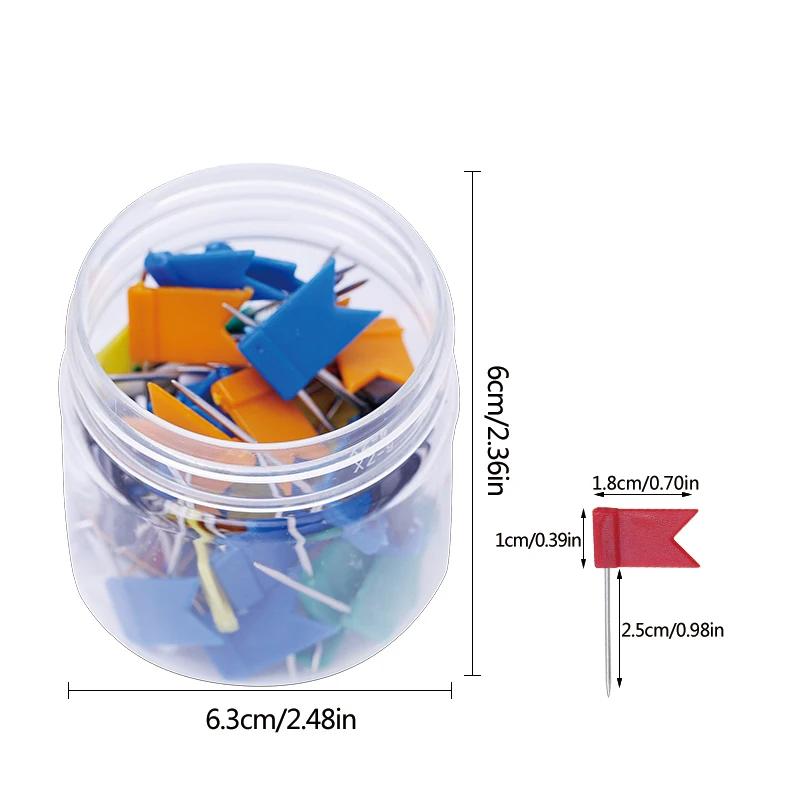 100 قطعة/الوحدة العلم شكل دبوس طويل Thumbtacks الملونة لوحة الفلين خريطة علامة دبوس للمنزل مكتب جدار الإبهام تك أدوات الديكور