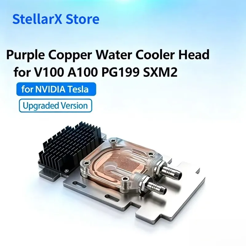 For NVIDIA Tesla V100 A100 PG199 SXM2 GPU Purple Copper +All Aluminum Water Cooled Head Cooling Block Uniformity Plate Upgraded