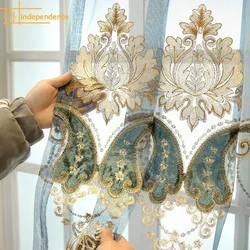 Customized High-end European Style Embroidered Window Screen Curtains for Living Room Bedroom Balcony Bay Window