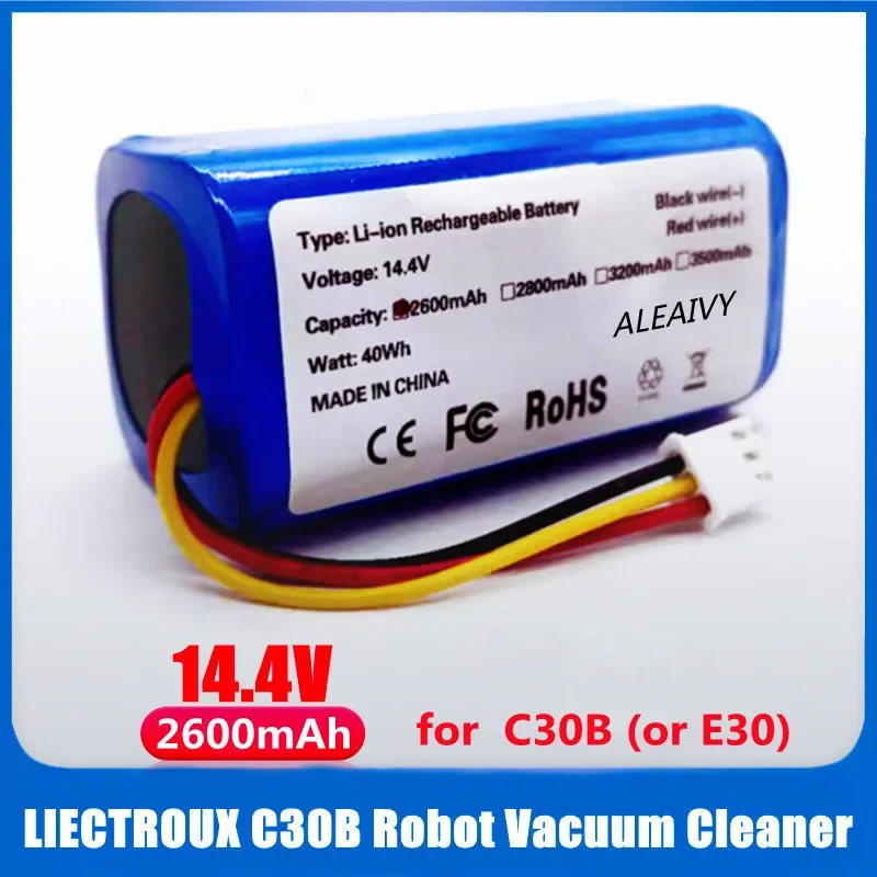 14.4V 2600mAh /3500mAh/2800mAh Li-ion Battery for LIECTROUX C30B E30B Robot Vacuum Cleaner, High Quality Cell Replacement Part