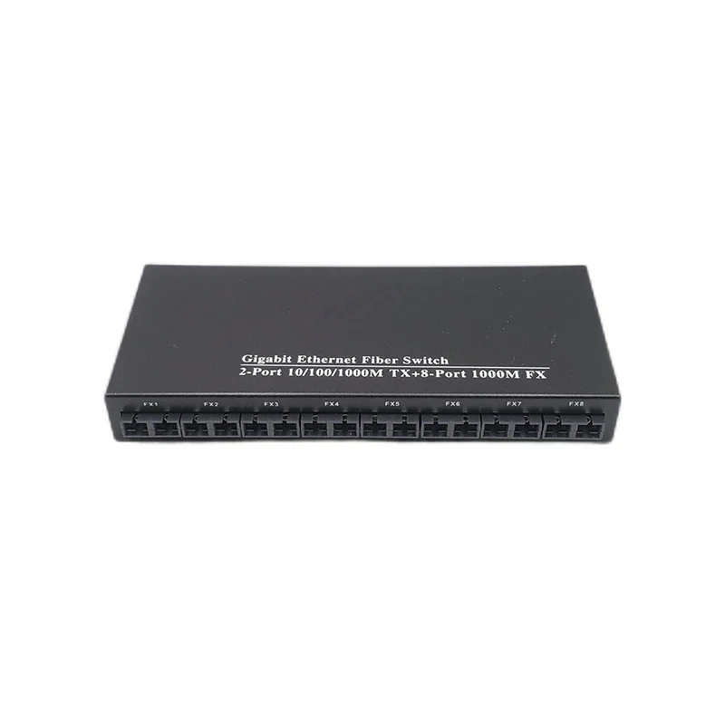 8 Fiber + 2 RJ45 Ports Fiber Media Converter Unmanaged Fiber Optical Ethernet Gigabits Switches