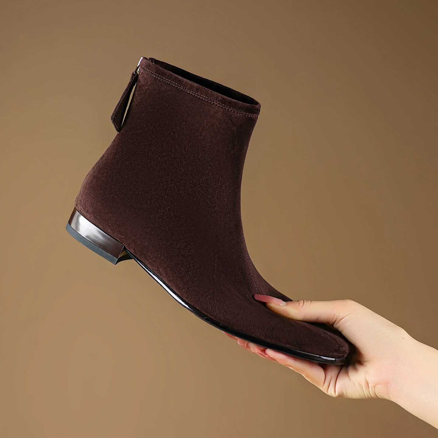 2026 new autumn winter women ankle boots natural leather plus size 22-25cm kid suede round toe back zip short boots fashion