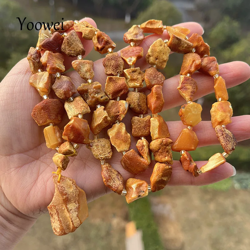 New 100% Original Amber Necklace for Unisex Good Smell Irregular Small Beads 78cm Long Chain Baltic Unique Natural Stone Jewelry