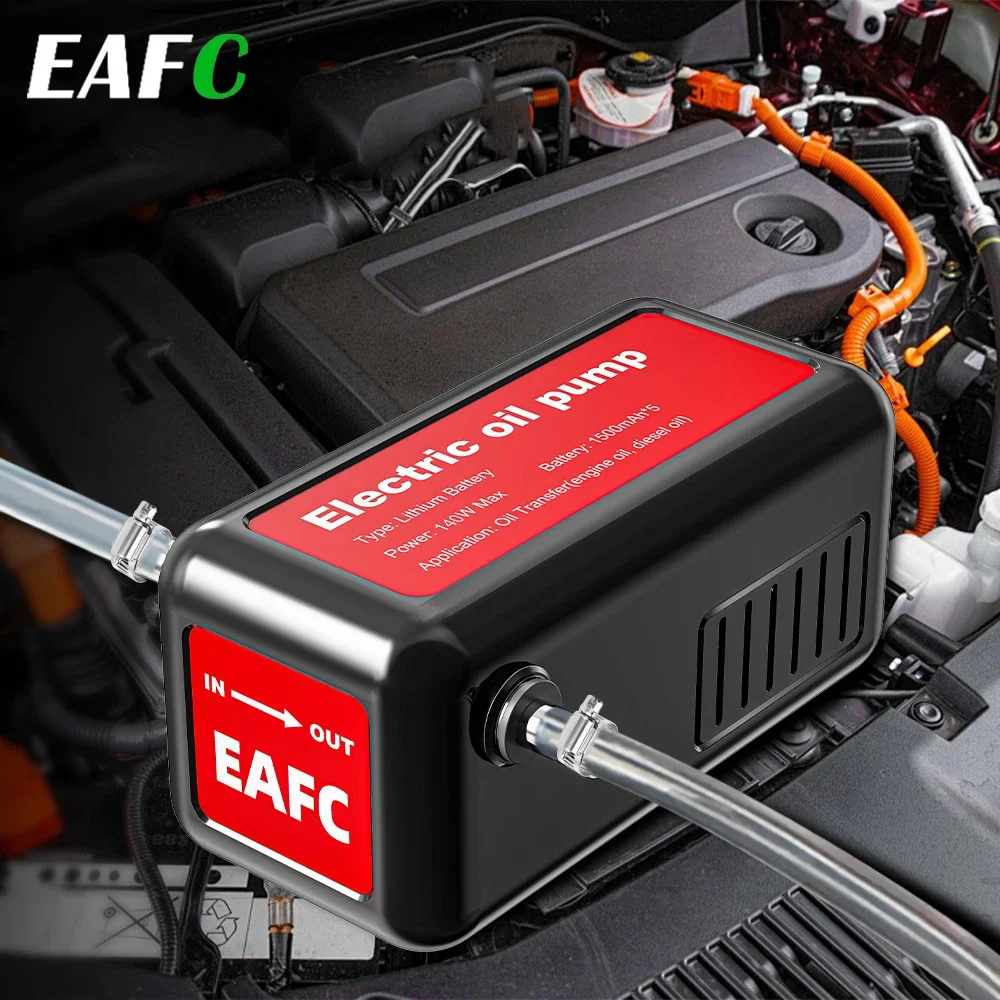 Pompa Elettrica Portatile EAFC per Trasferimento Olio, 140W Ricaricabile, Attrezzatura per Cambio Olio, Pompa Carburante per Auto, Moto e Navi