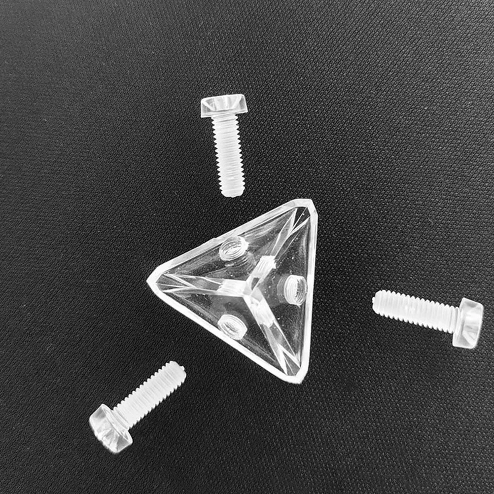 

12pcs Acrylic Display Cabinet Corner Connector Transparent Triangular Bracket For Showcase Bookcase Jewelry Box Fixing Clip