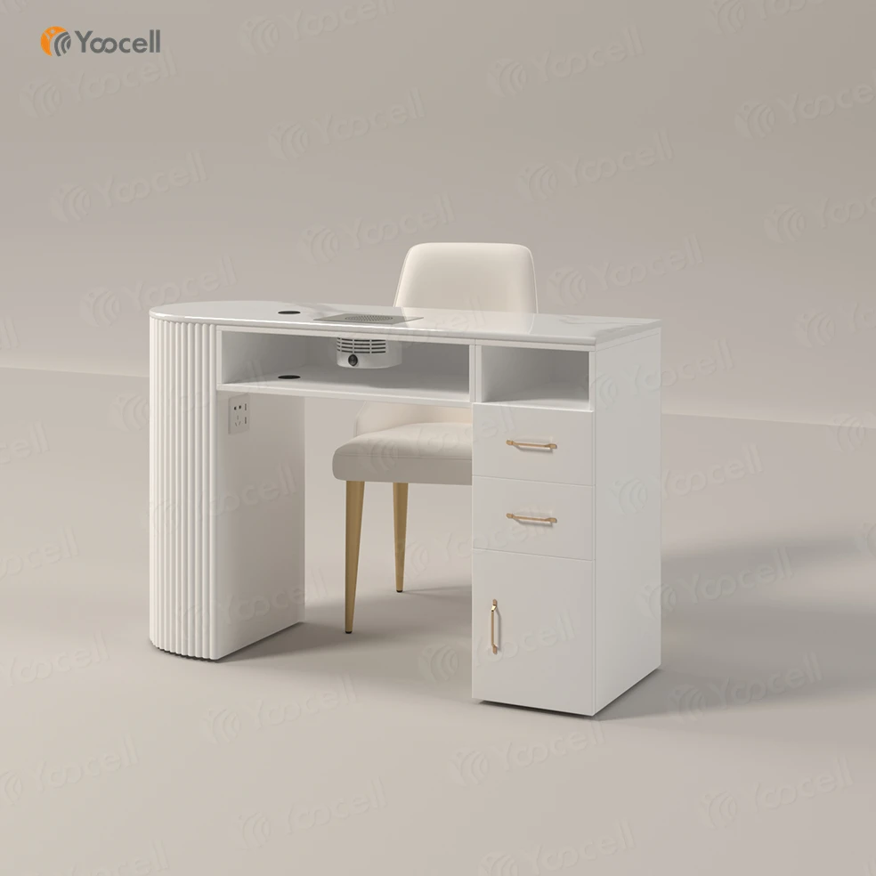 Yoocell  Modern Nails Table Salon Manicure Furniture Customized Sintered Stone Top Beauty Salon Manicure Table