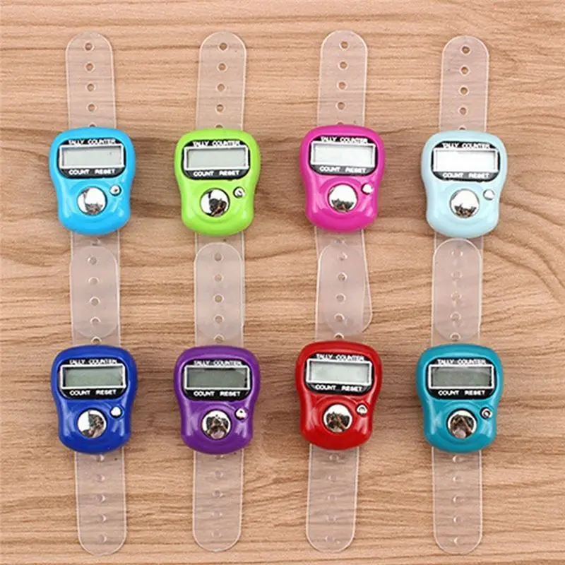 【AA86】LCD Electronic Finger Hand Ring Knitting Row Tally Counter Pedometer Digital Hand Tally Counter Random Color