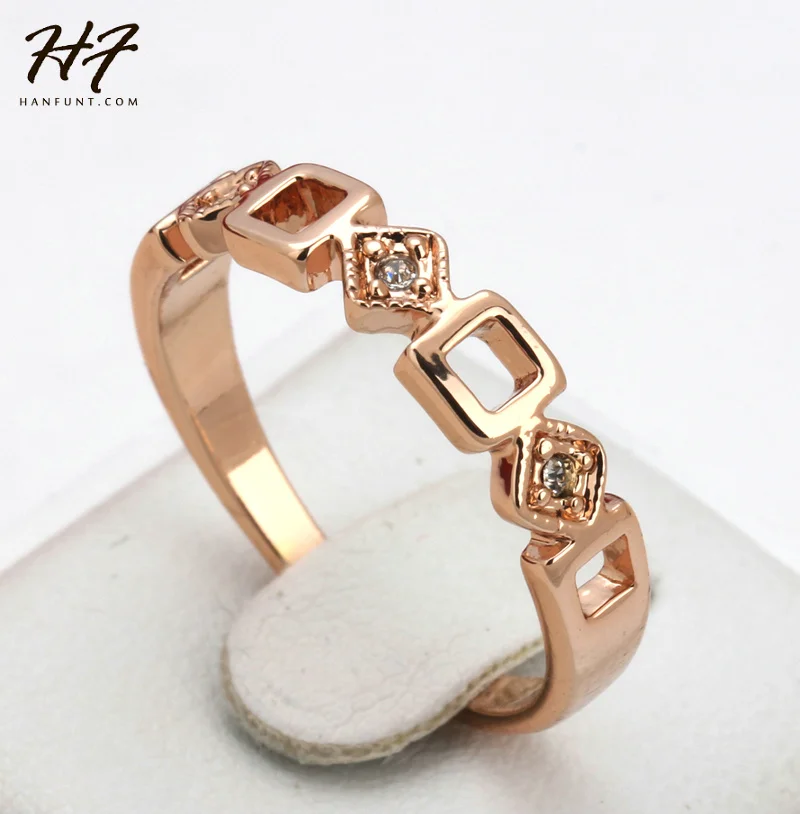 Top Quality Concise Crystal  Ring Rose Gold Color Austrian Crystals Full Sizes HotSale R197