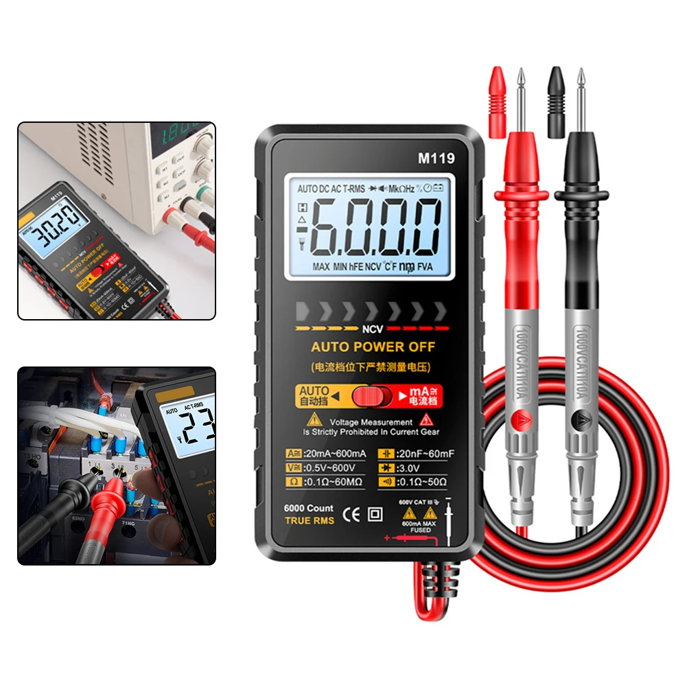 مقياس رقمي متعدد مدمج M119 مع 6000 عدد جهد عدم الاتصال وقياس متعدد الوظائف للإلكترونيات