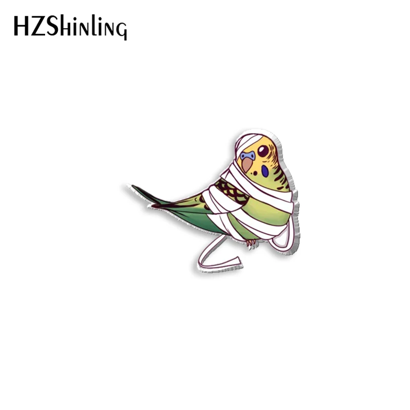 2022 New Halloween Birds Acrylic Lapel Pin Cockatiel Epoxy Butterfly Clasp Pin Handmade Butterfly Brooch