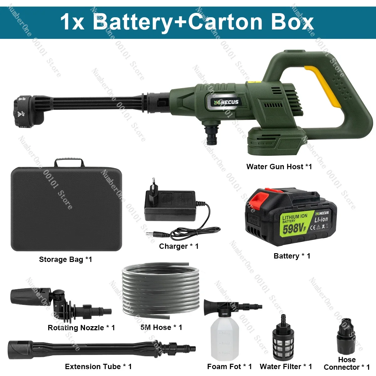 200Bar 3 Gears Brushless Electric High Pressure Washer 6 IN 1 Car Washing Gun Water Spray Gun for 18V Battery Pins ﻿