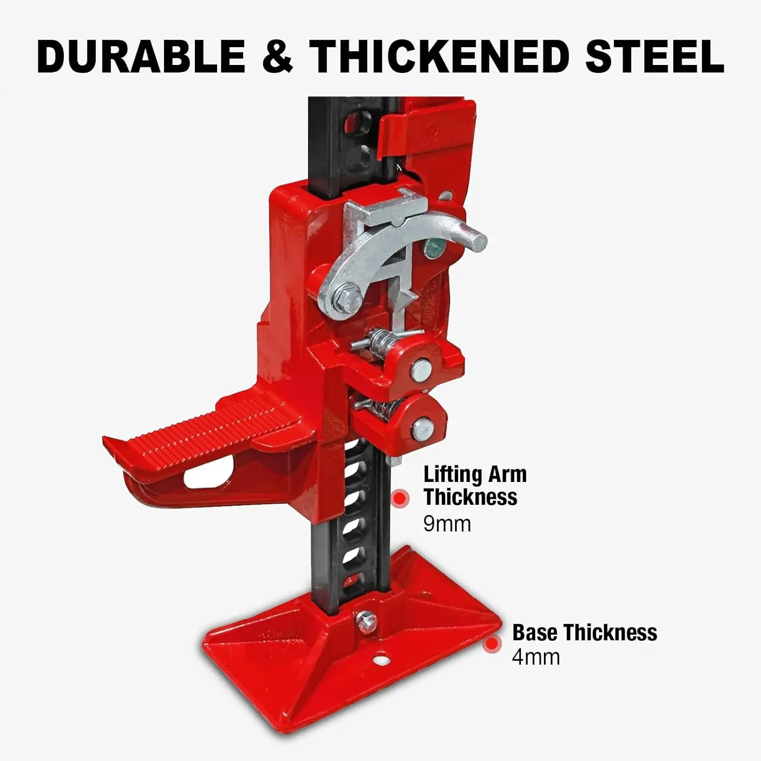 3 Ton Heavy-Duty Ratcheting Farm Jack for Off-Road and Utility Lifting, Red
