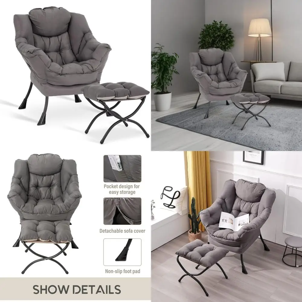 

Thick Corduroy Papasan Chair Cushion, 48 x 48, Dark Grey Supportive Seat Cushion (Chair Not Included)