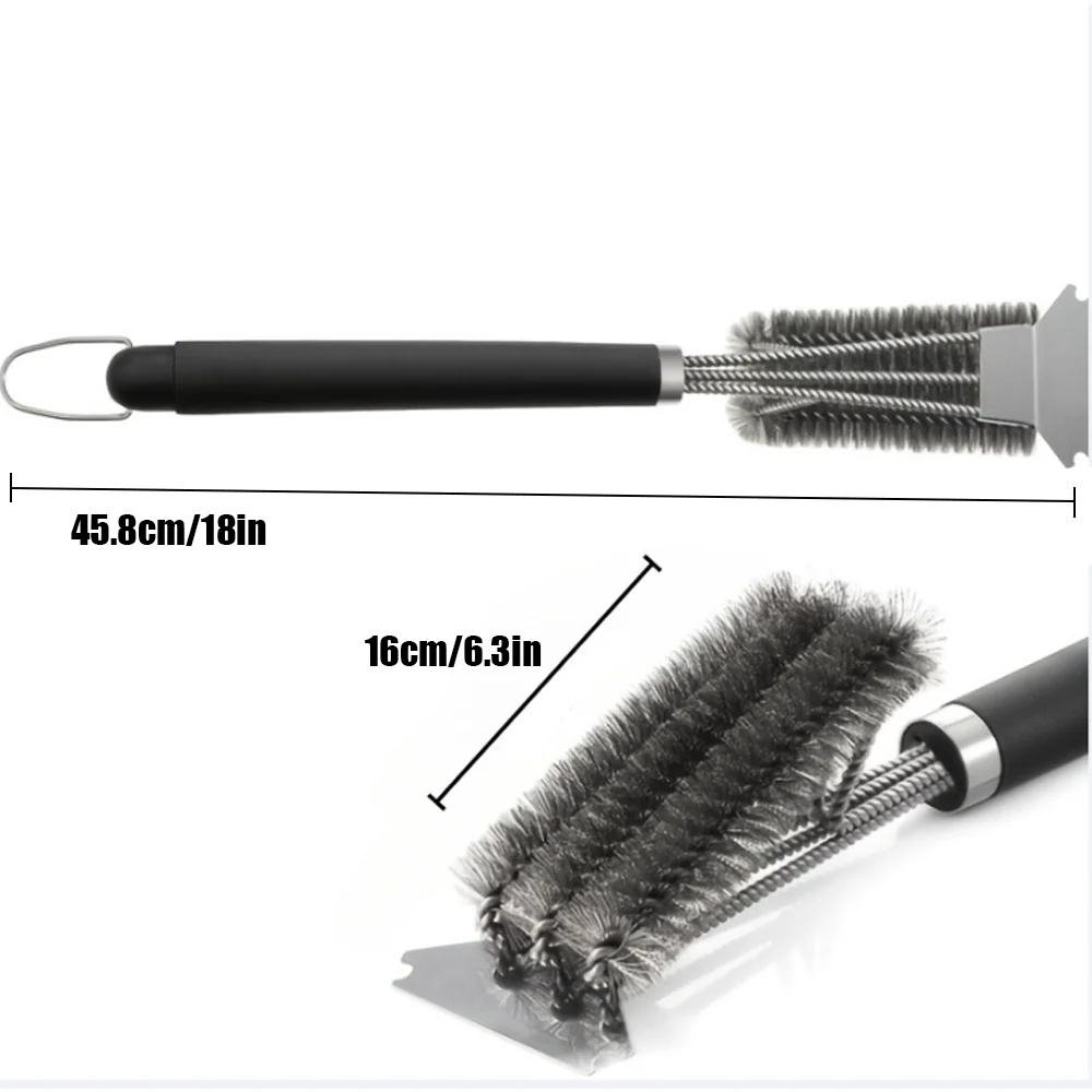 فرشاة شواء شديدة التحمل من الفولاذ المقاوم للصدأ بمقبض - منظف شواء مقاوم للصدأ وقابل لإعادة الاستخدام للشوي وتنظيف الفرن والشوايات #2