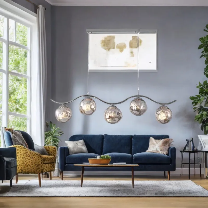 

American style LED Silver Oval Acrylic Chandelier lustre Ceiling Brass Indoor dining room Decorative luminaires designer light