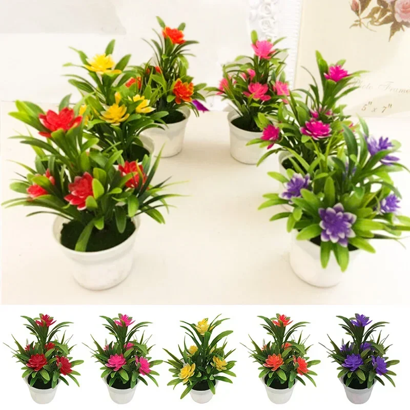 

1pc 18 Cm Realistic Artificial Flowers Plant Pot Outdoor Wedding Ceremony Decor Home Garden Office Bouquet Decoration Gifts