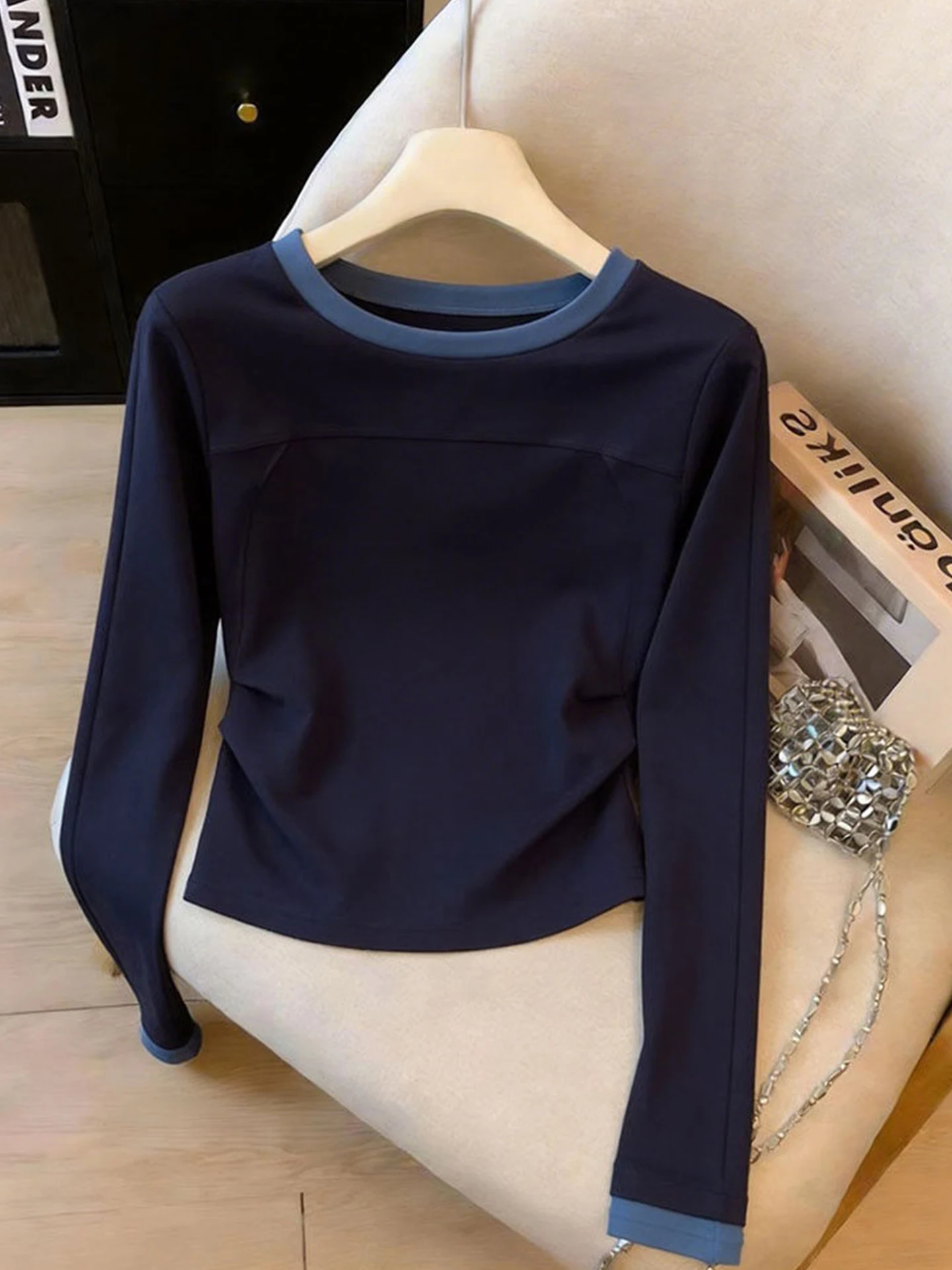 

Slim Fit Long Sleeve T-Shirt round Neck Casual Style Skin Friendly Summer Loose Feel Versatile Top for Women Fashionable Basic