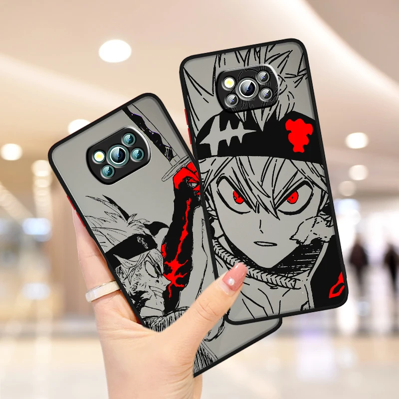 Black Clover Popular Anime Frosted Translucent For Xiaomi Mi Poco X5 X4 X3 M6 M5S M5 M4 M3 F5 F4 F3 GT Pro 5G TPU Phone Case