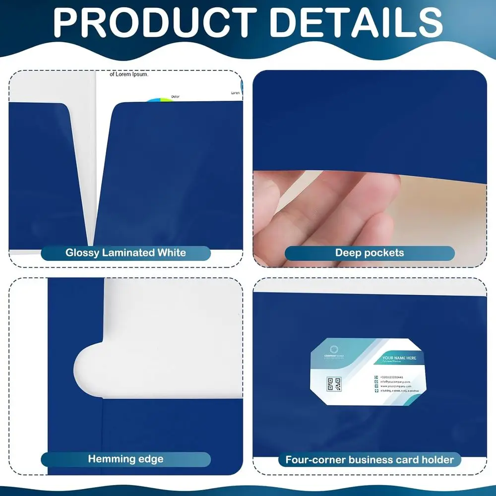 مجلدات ورقية لامعة، 100 عبوة، 2 جيوب، حجم الرسالة، منافذ عرض اليوم الأول من المدرسة، العودة بالجملة إلى المدرسة