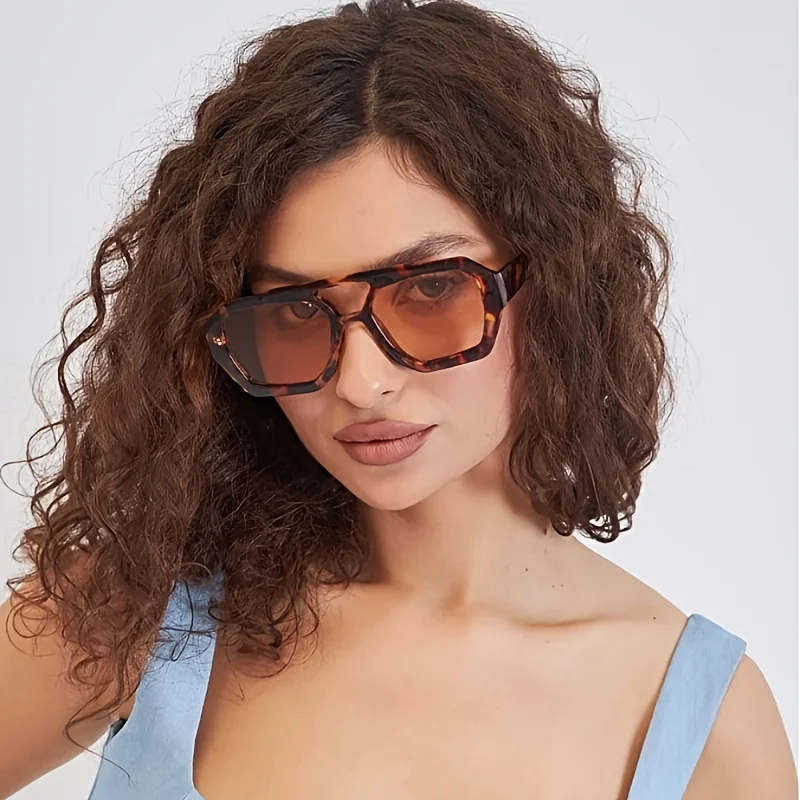 2pcs Sets Fashion Women Pilot Sunglasses Women Retro Square UV Resistant Fashion Sun Glasses Men Outdoor Driving Eyeglasses