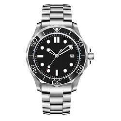 Custom Logo NH35 Watch 41mm Sapphire sterile Dial Men's Watches Ceramic Bezel Luminous 10Bars Automatic Mechanical Wristwatch