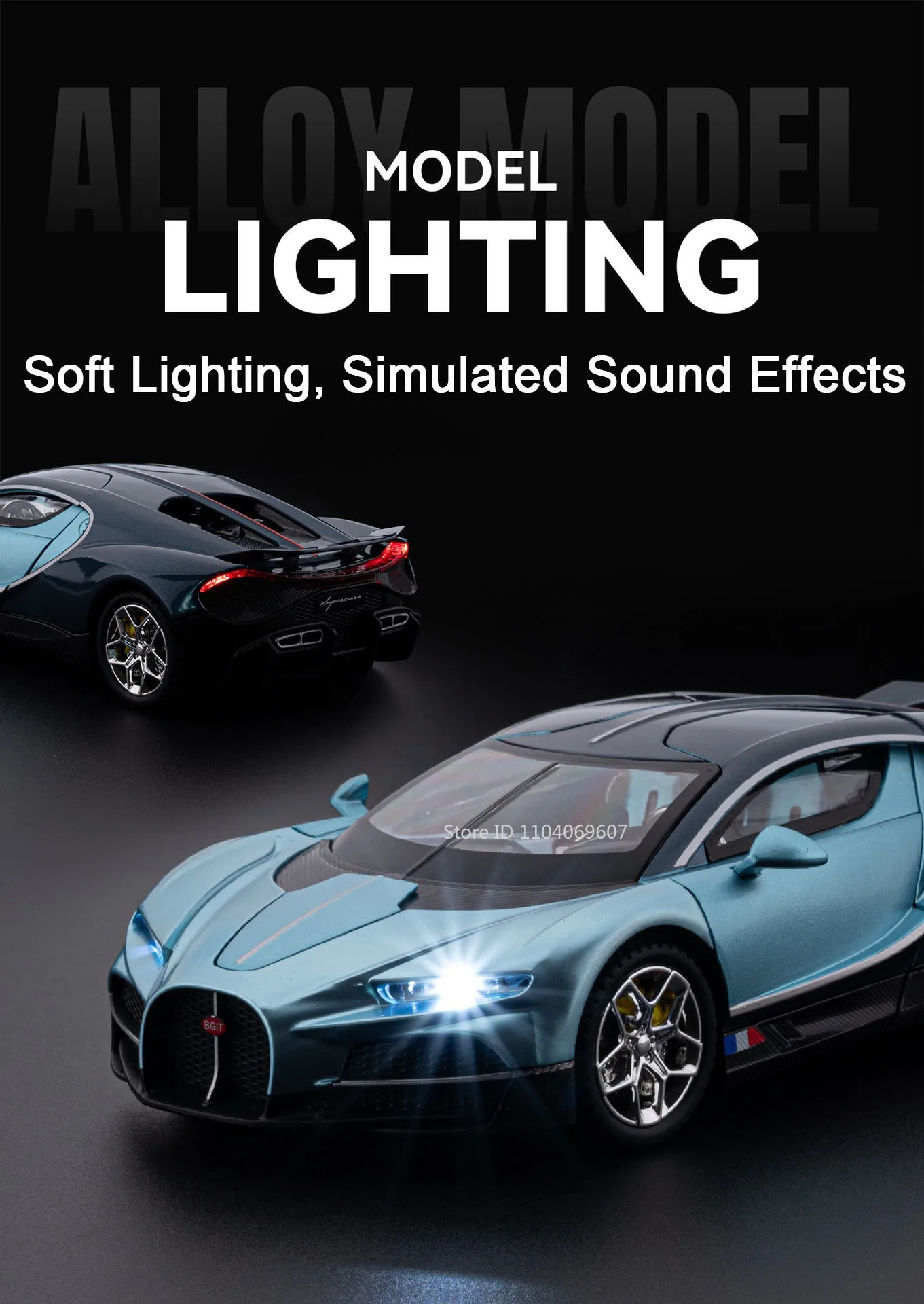 1:24 Tourbillon GTR S15 Modell Sportwagen Spielzeug Legierung Druckguss Sound Licht Türen geöffnet Stoßdämpfung Ornament Supercar für Kinder – Detail 6