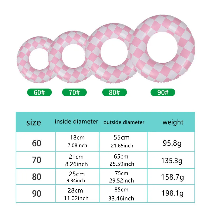 1pcs Plaid PVC Swimming Ring Adult Children Thickened Swimming Ring Inflatable Water Supplies Lifebuoy