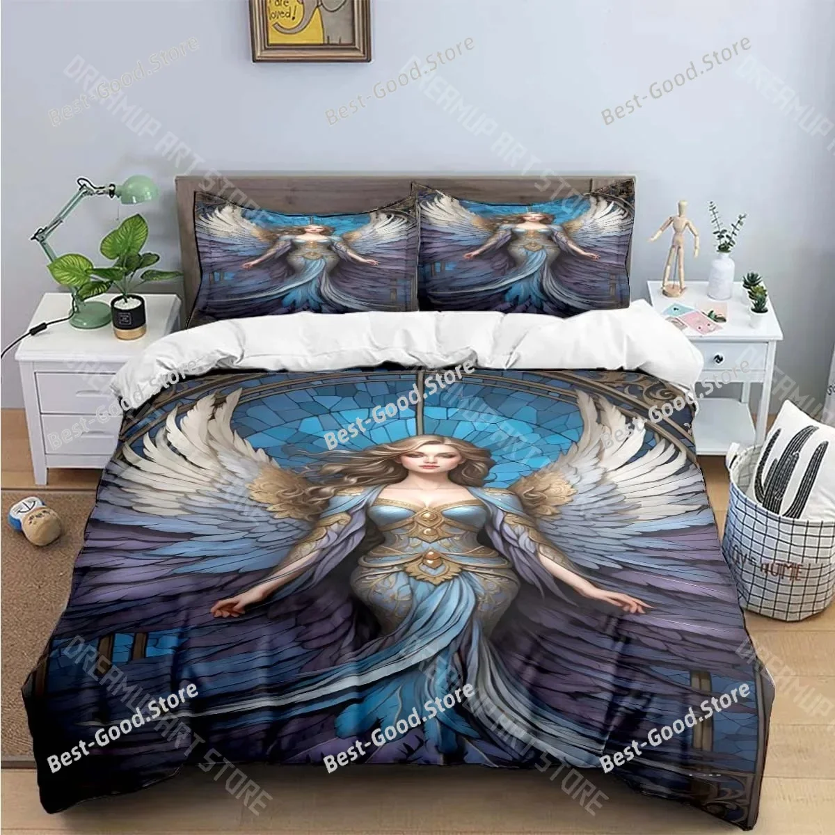 Exquisite Angel wings printed Bedding Sets exquisite set duvet cover bed comforter set bedding set luxury birthday gift