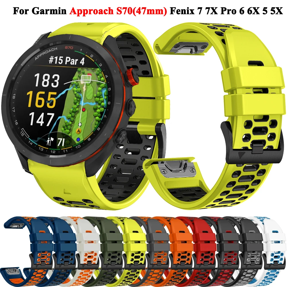 22 26mm Quickfit Silicone Watch Strap For Garmin Approach S70 S62 Fenix  7X 47 51mm 6 6X Pro 5 5X Instinct 2X Wristband Bracelet