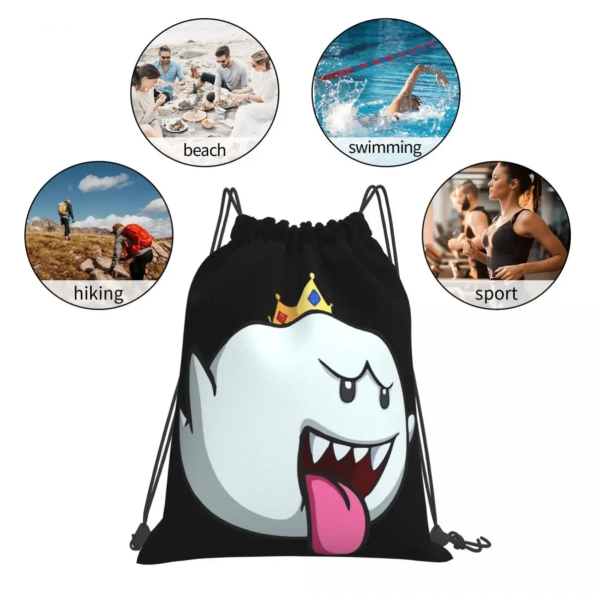 King Boo Throw Blanket46 Backpacks Casual Portable Drawstring Bags Drawstring Bundle Pocket Storage Book Bags For Travel School