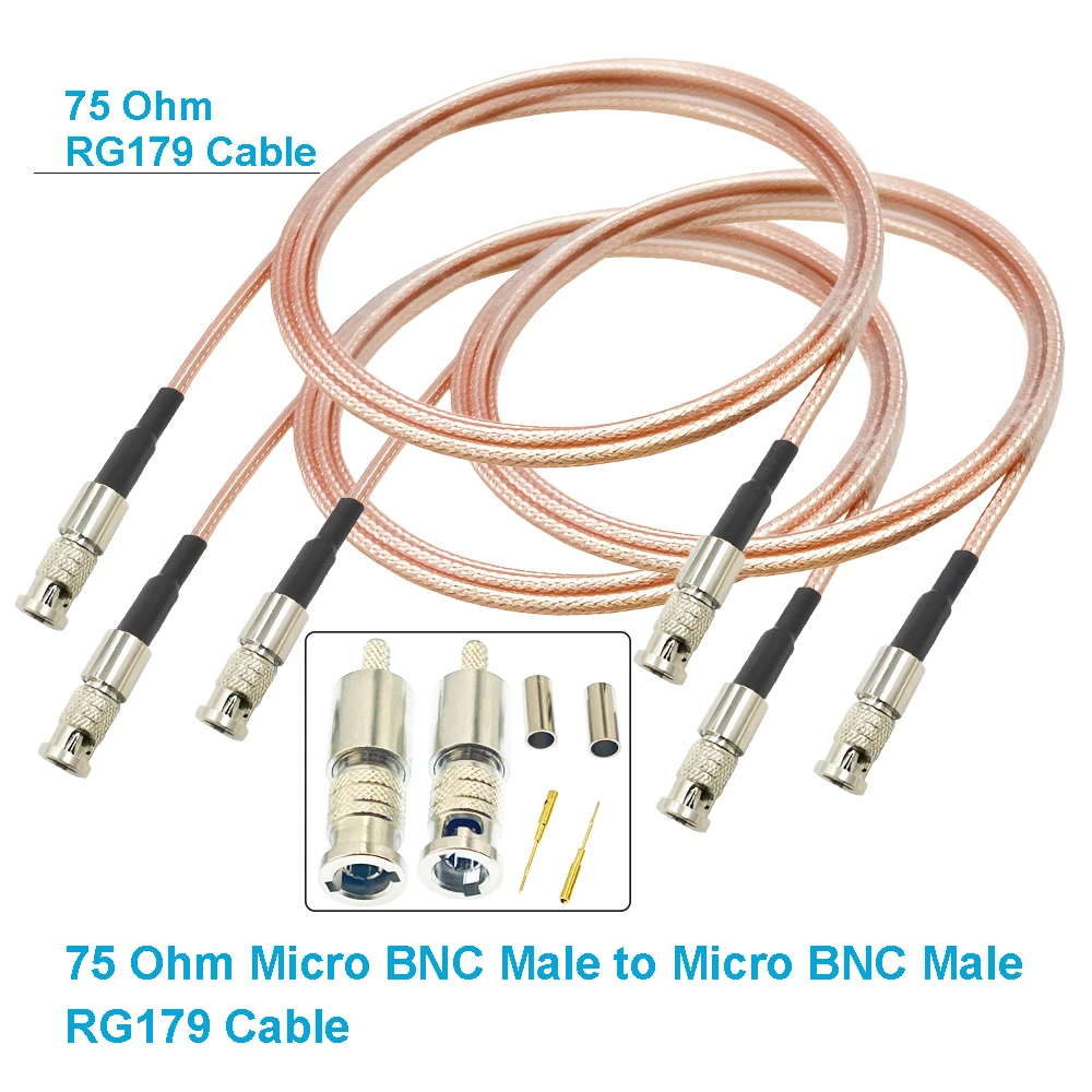 1Pcs HD BNC RG179 Cable 75Ohm Micro BNC Male to Micro BNC Male Plug Mini BNC Connector RG-179 Cable Adapter for HD Video Camera