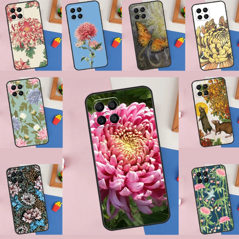 Chrysanthemum Case For Huawei P Smart 2019 2021 P20 P40 P30 Lite P50 Pro Nova 5T Honor X8 X9 50 70 Cover