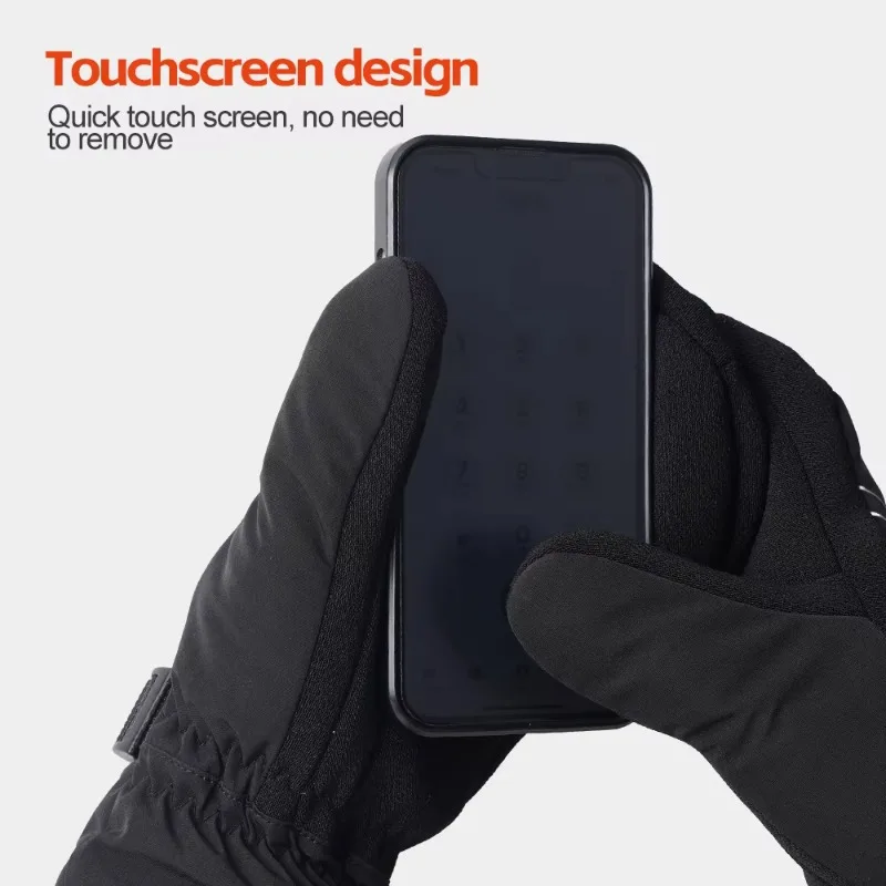 New touchscreen snow skiing electric battery-powered leather ski gloves