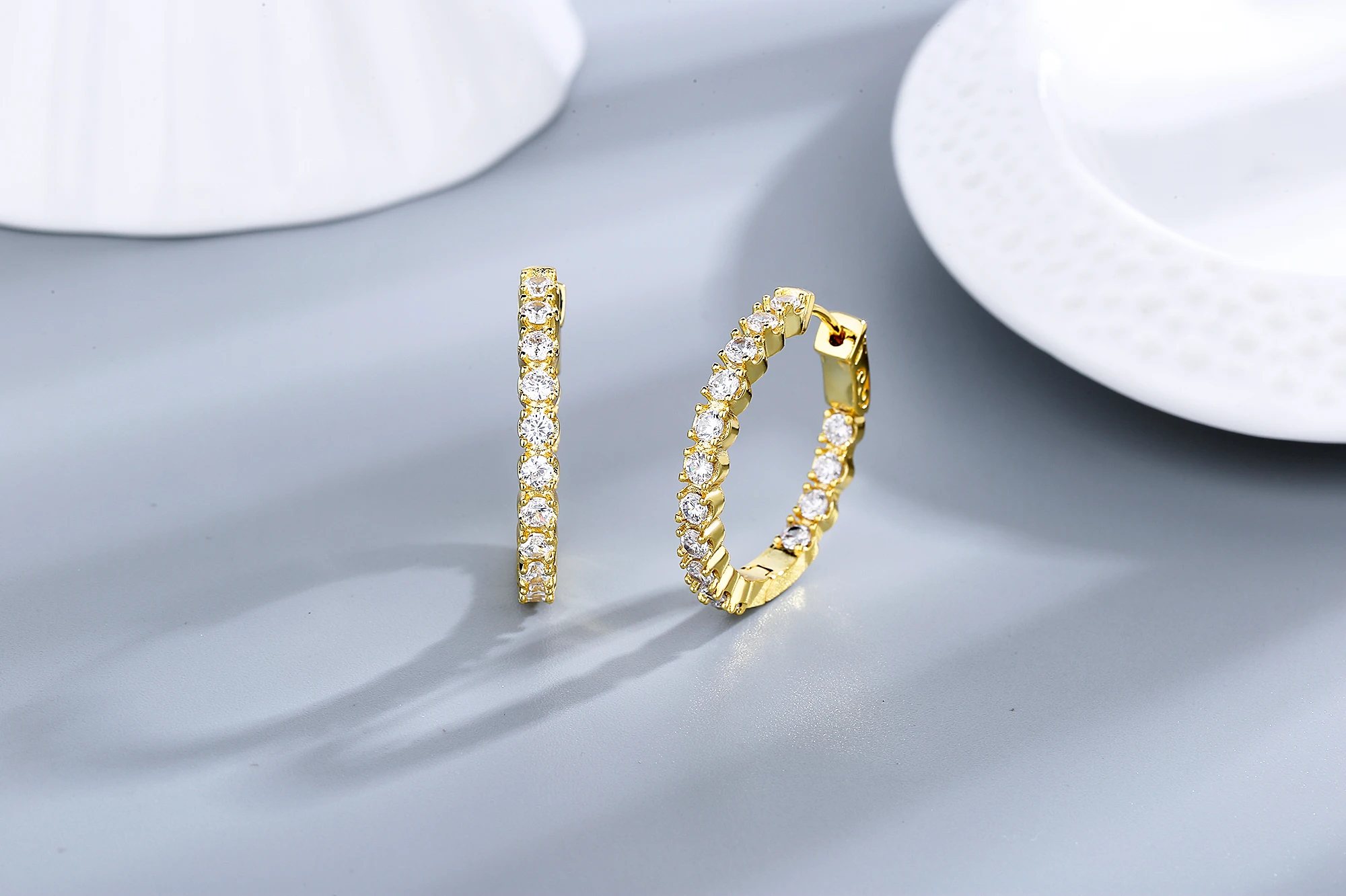 S925 Silver 39mm Big Circle Hoop Earrings For Women Fashion Wedding Fine Jewelry C Hoop Earring