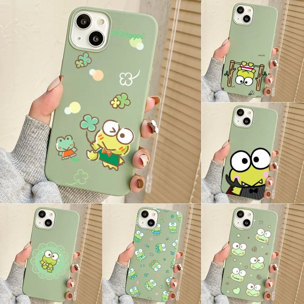 S-Sanrio K-Keroppi Phone Case For Iphone 11 13 14 Pro Max X Xr Xs Max Se2020 12mini Green Cover Case