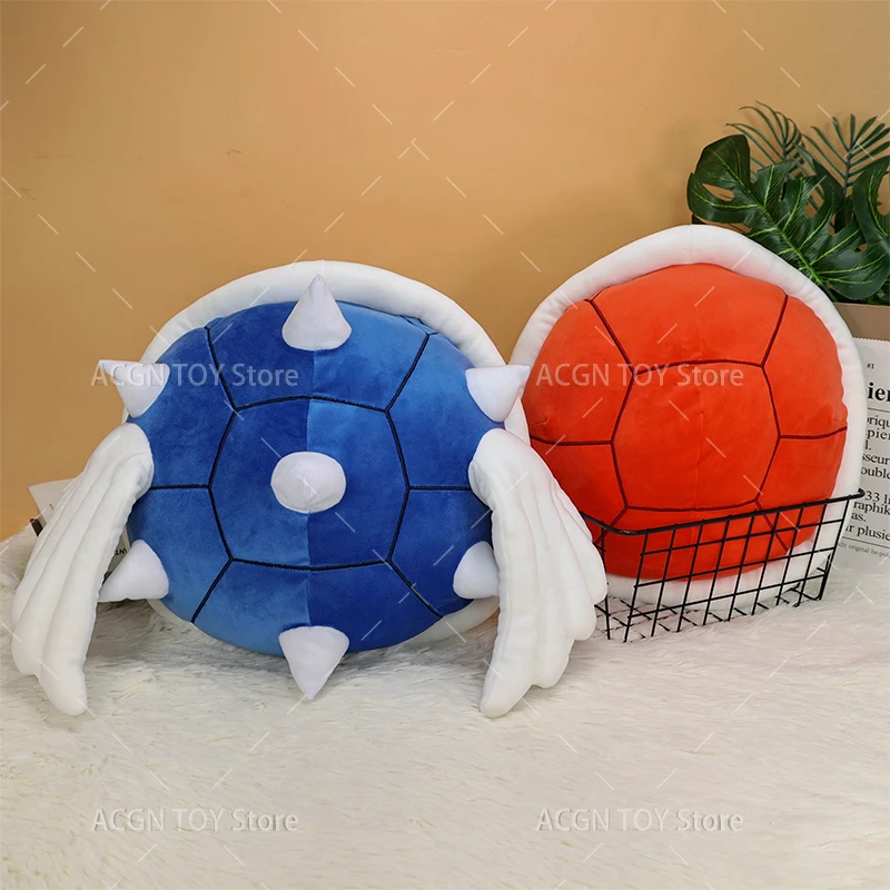 Almohada de peluche de Mario de 2 estilos, almohada de concha roja de concha azul espinosa, juguete de peluche de Animal, regalos de dormitorio Kawaii