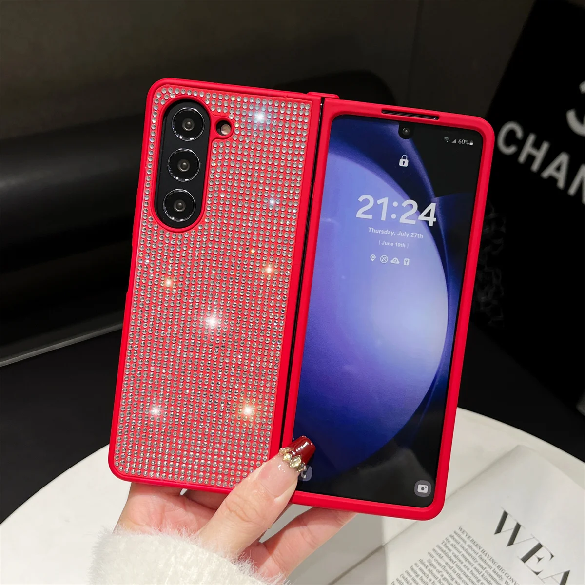

Luxury Full Diamond Plating Shiny Glitter Case for Galaxy Z Fold 5/Z Fold 4 Shockproof Bling Sparkly Folding Protective Cover