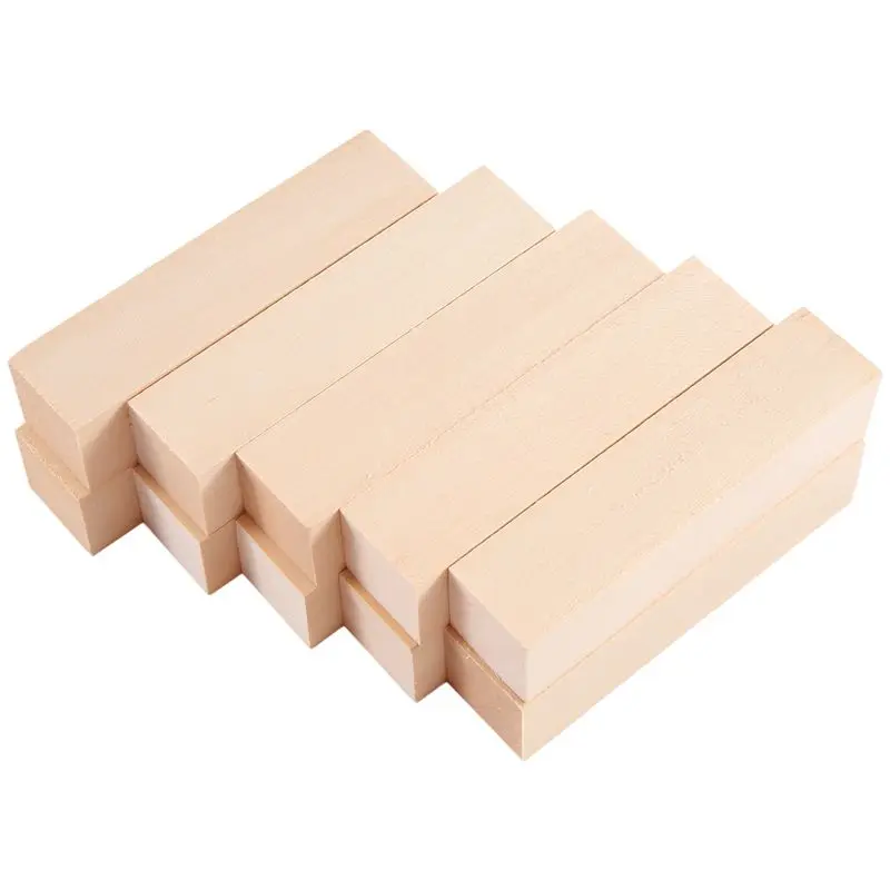 

2025 Trend Large Carving Wood Blocks (10 Pack) 4 X 1 X 1 Inches Unfinished Basswood Project Craft Kit DIY Hobby Set For Beginner