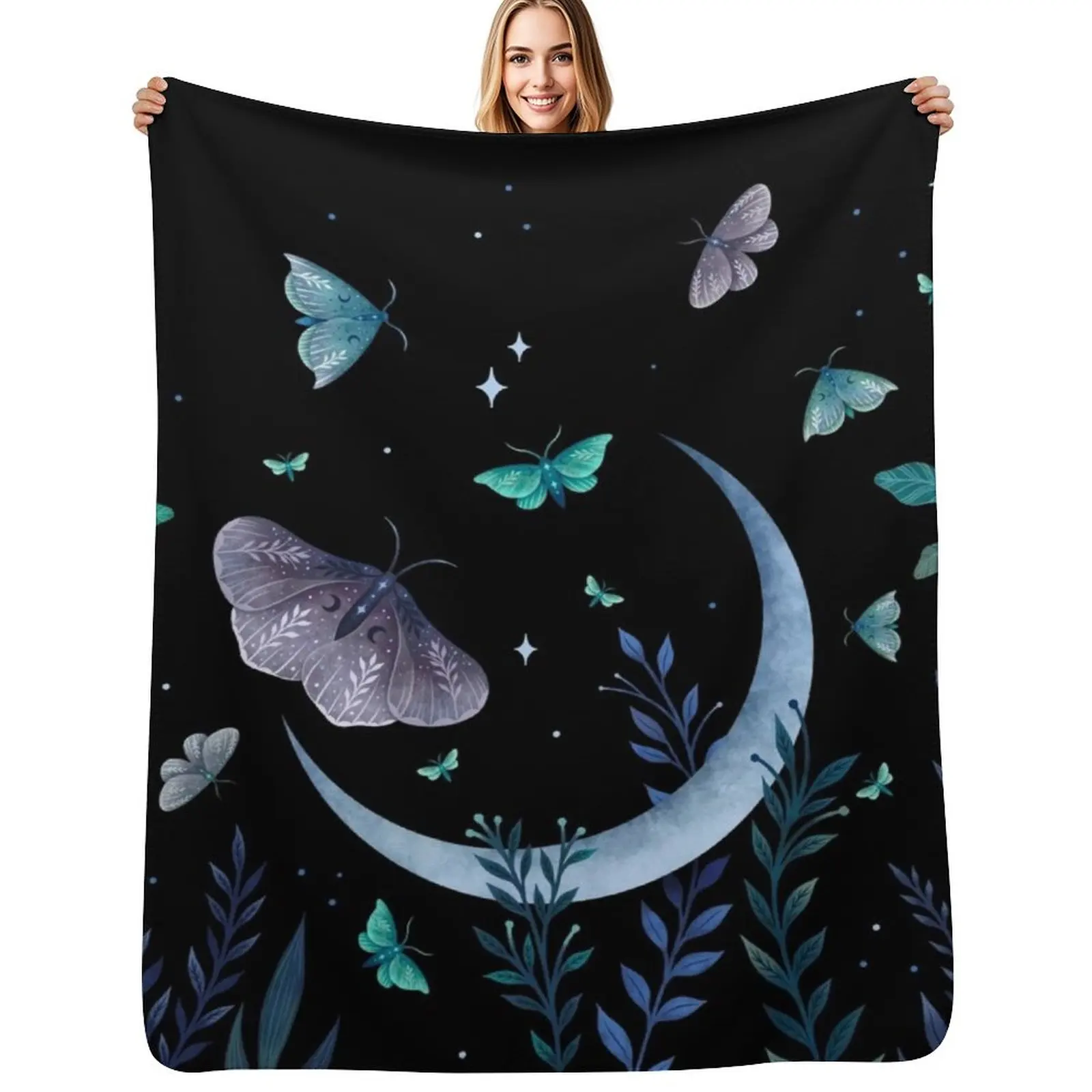 Moth Garden Throw Blanket bed plaid Shaggy Bed linens Travel Luxury Throw halloween Blankets