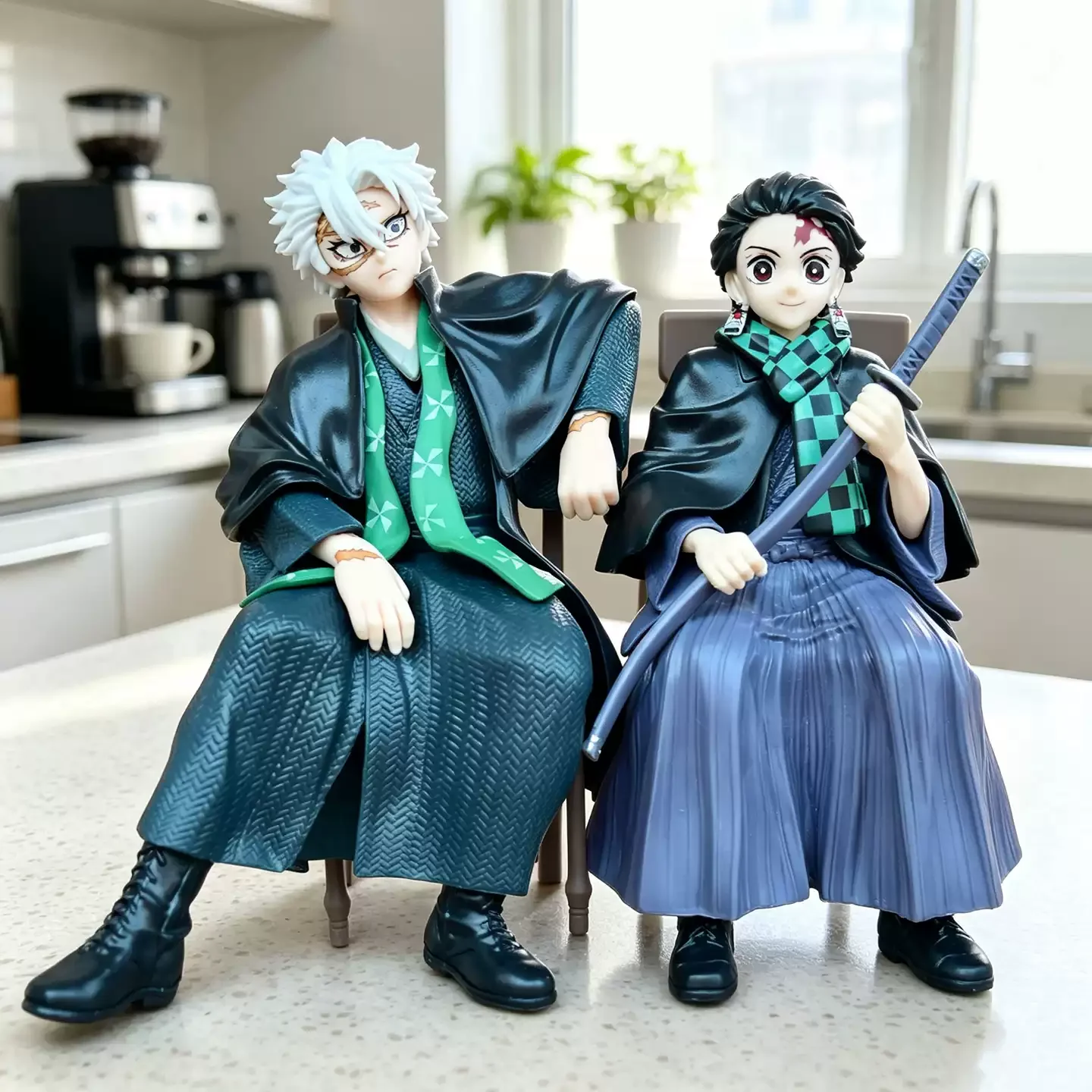 In Stock Anime Demon Slayer Non Scale Figure Shinazugawa Sanemi Sitting Chair PVC Statue Collectible Model Desktop Ornament Gift