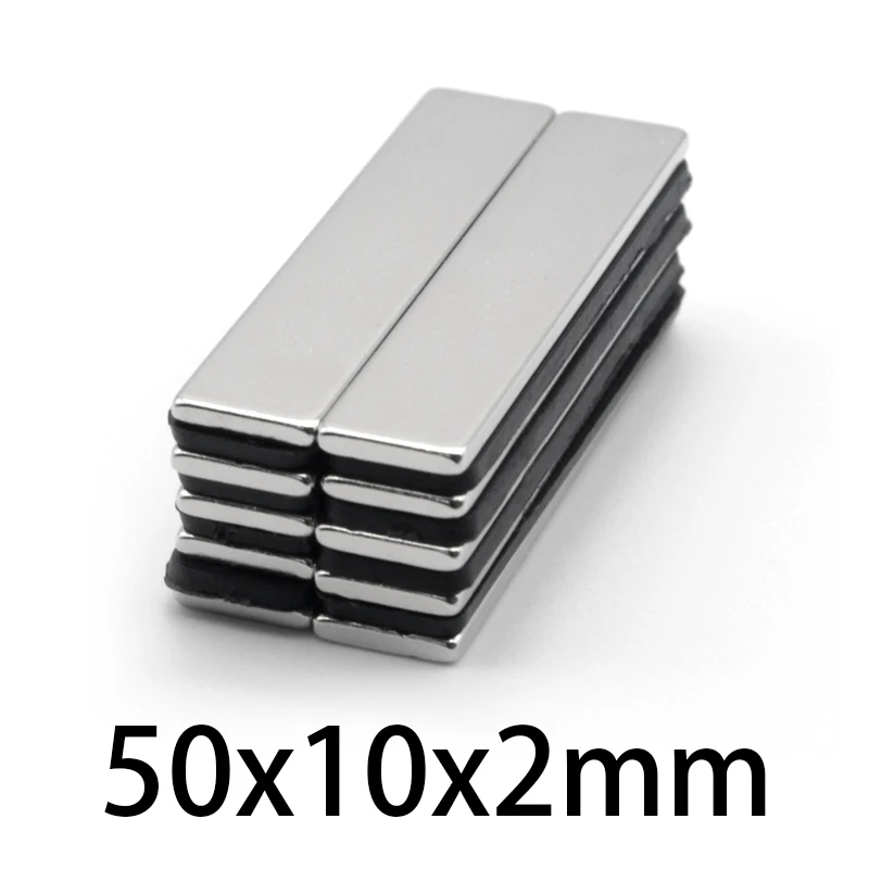 10-100 pces 50x10x2mm powerful permanent magnet  50x10x2 block strong rare earth magnet N35 rectangular neodymium magnets