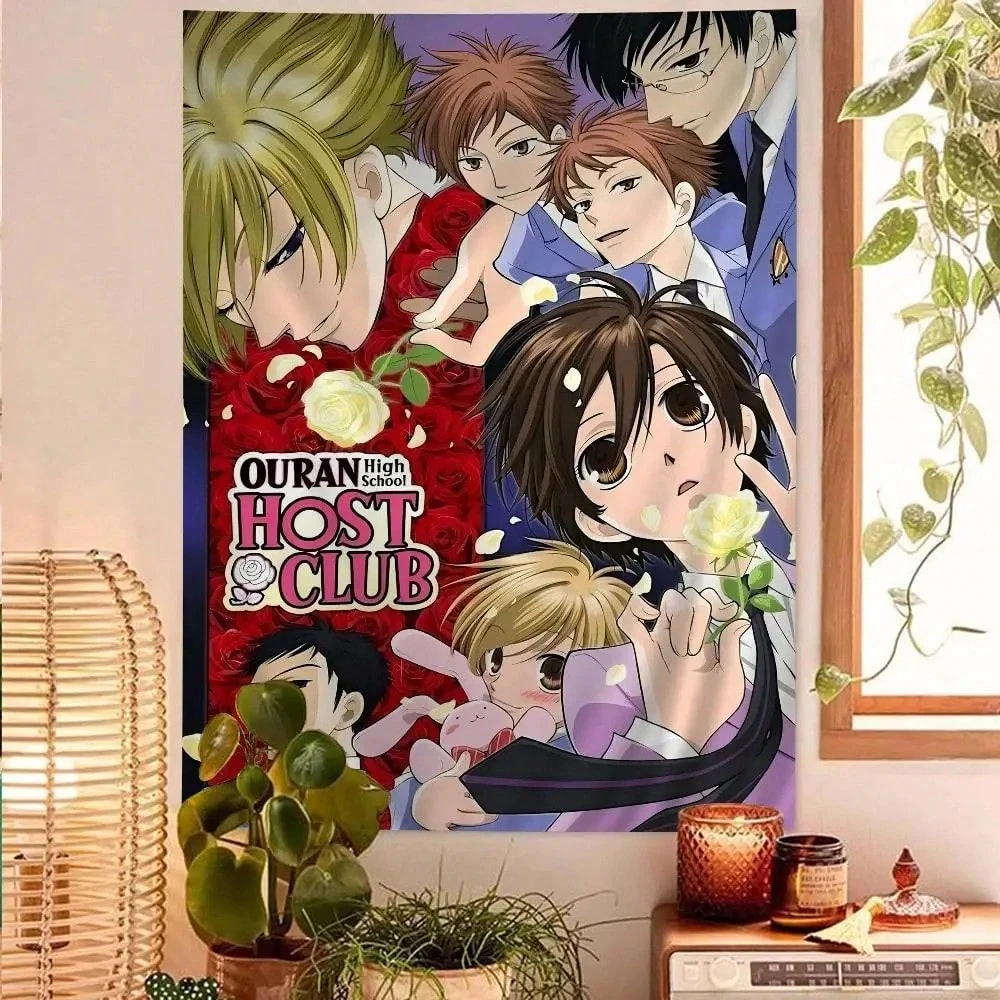 Tapiz del Club de Hostelería de la Escuela Secundaria Ouran, Decoración de Pared con Diseño de Anime y Manga para Dormitorio o Habitación de Estudiantes