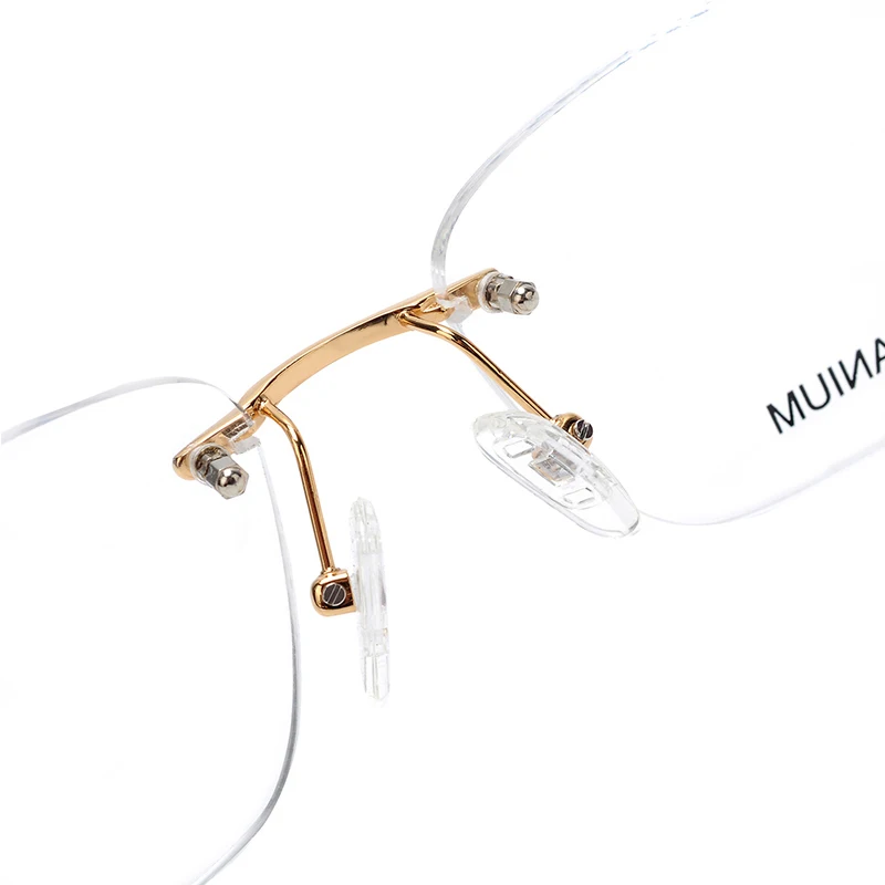 HDCRAFTER Titanium Rimless Glasses Frame Men Wooden Optical Eyeglasses Frame Prescription Myopia Hyperopia Eyewear spectacles